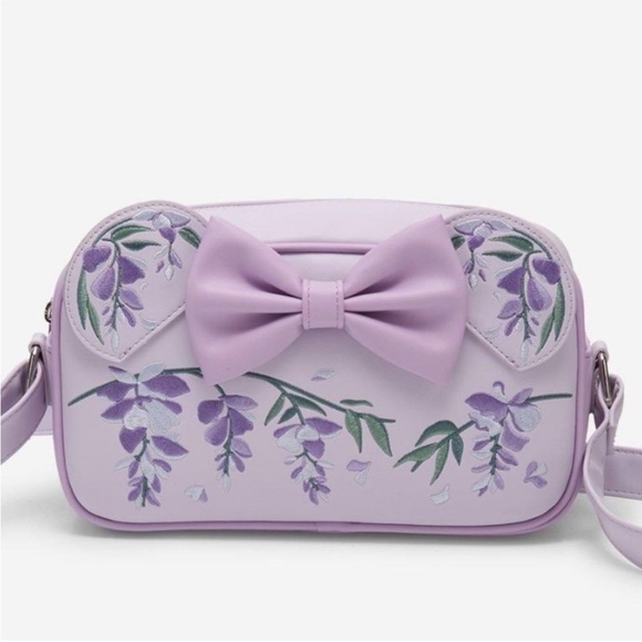 Loungefly Handbags - NWT Loungefly Disney Wisteria Floral Scentee Crossbody Bag Purple Bow